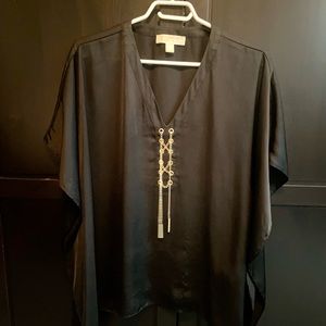 Michael Kors Silk Black Tunic Top-S/M